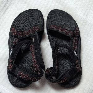 Black Sandals with Red Accents